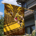 Hawthorn Hawks Australian Football Garden Flag Fierce Bird Mascot With Indigenous Pattern Art