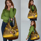 Hawthorn Hawks Australian Football Grocery Bag Fierce Bird Mascot With Indigenous Pattern Art