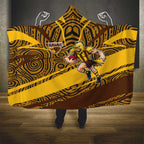 Hawthorn Hawks Australian Football Hooded Blanket Fierce Bird Mascot With Indigenous Pattern Art
