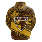 Hawthorn Hawks Australian Football Hoodie Fierce Bird Mascot With Indigenous Pattern Art