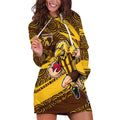 Hawthorn Hawks Australian Football Hoodie Dress Fierce Bird Mascot With Indigenous Pattern Art