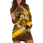 Hawthorn Hawks Australian Football Hoodie Dress Fierce Bird Mascot With Indigenous Pattern Art