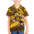 Hawthorn Hawks Australian Football Kid Hawaiian Shirt Fierce Bird Mascot With Indigenous Pattern Art
