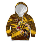 Hawthorn Hawks Australian Football Kid Hoodie Fierce Bird Mascot With Indigenous Pattern Art