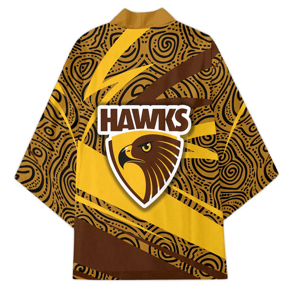 Hawthorn Hawks Australian Football Kimono Fierce Bird Mascot With Indigenous Pattern Art