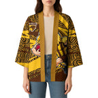 Hawthorn Hawks Australian Football Kimono Fierce Bird Mascot With Indigenous Pattern Art