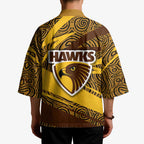 Hawthorn Hawks Australian Football Kimono Fierce Bird Mascot With Indigenous Pattern Art