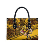 Hawthorn Hawks Australian Football Leather Bag Fierce Bird Mascot With Indigenous Pattern Art