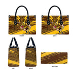 Hawthorn Hawks Australian Football Leather Bag Fierce Bird Mascot With Indigenous Pattern Art