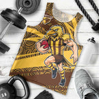Hawthorn Hawks Australian Football Men Tank Top Fierce Bird Mascot With Indigenous Pattern Art