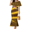 Hawthorn Hawks Australian Football Mermaid Dress Fierce Bird Mascot With Indigenous Pattern Art
