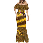 Hawthorn Hawks Australian Football Mermaid Dress Fierce Bird Mascot With Indigenous Pattern Art