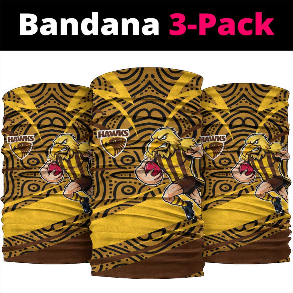 Hawthorn Hawks Australian Football Neck Gaiter Fierce Bird Mascot With Indigenous Pattern Art