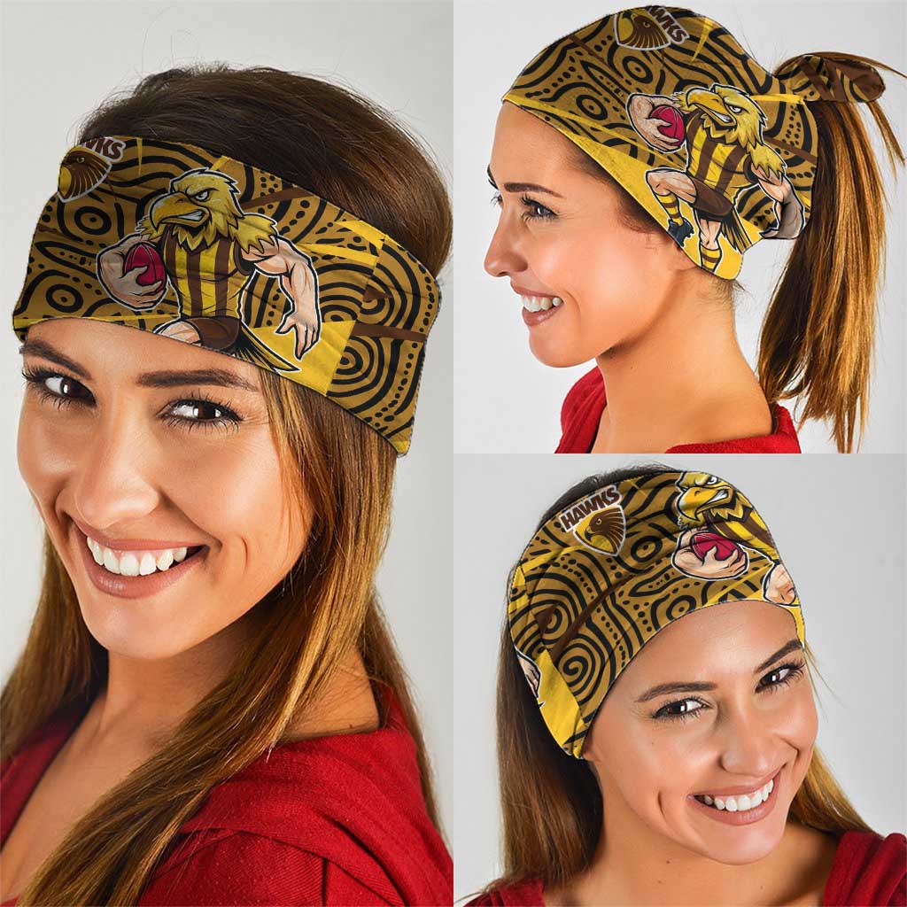 Hawthorn Hawks Australian Football Neck Gaiter Fierce Bird Mascot With Indigenous Pattern Art