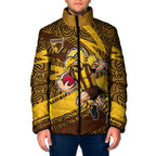 Hawthorn Hawks Australian Football Padded Jacket Fierce Bird Mascot With Indigenous Pattern Art