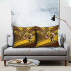 Hawthorn Hawks Australian Football Pillow Cover Fierce Bird Mascot With Indigenous Pattern Art