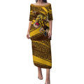 Hawthorn Hawks Australian Football Puletasi Fierce Bird Mascot With Indigenous Pattern Art