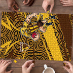 Hawthorn Hawks Australian Football Puzzle Fierce Bird Mascot With Indigenous Pattern Art