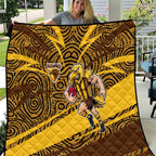 Hawthorn Hawks Australian Football Quilt Fierce Bird Mascot With Indigenous Pattern Art