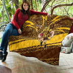 Hawthorn Hawks Australian Football Quilt Fierce Bird Mascot With Indigenous Pattern Art