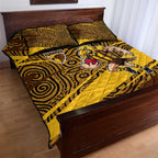 Hawthorn Hawks Australian Football Quilt Bed Set Fierce Bird Mascot With Indigenous Pattern Art
