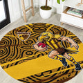 Hawthorn Hawks Australian Football Round Carpet Fierce Bird Mascot With Indigenous Pattern Art