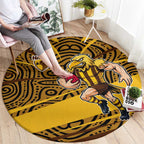 Hawthorn Hawks Australian Football Round Carpet Fierce Bird Mascot With Indigenous Pattern Art
