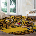 Hawthorn Hawks Australian Football Round Carpet Fierce Bird Mascot With Indigenous Pattern Art