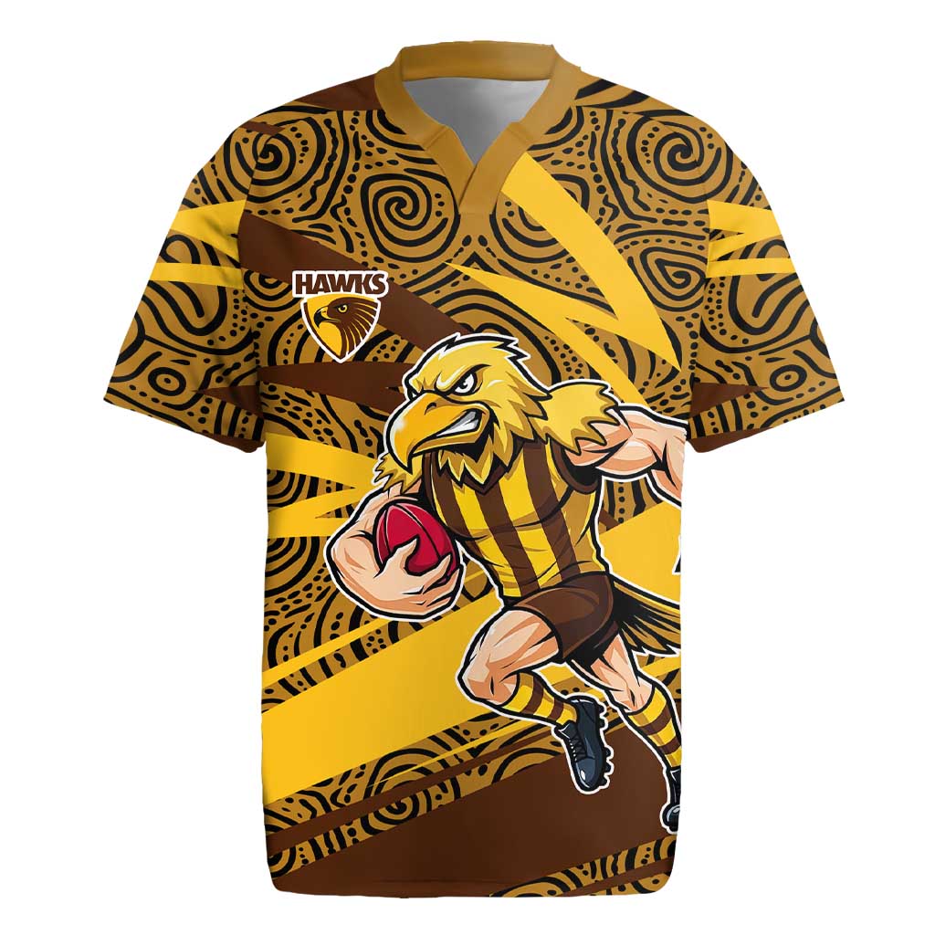 Hawthorn Hawks Australian Football Rugby Jersey Fierce Bird Mascot With Indigenous Pattern Art