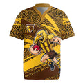 Hawthorn Hawks Australian Football Rugby Jersey Fierce Bird Mascot With Indigenous Pattern Art