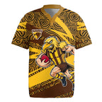 Hawthorn Hawks Australian Football Rugby Jersey Fierce Bird Mascot With Indigenous Pattern Art