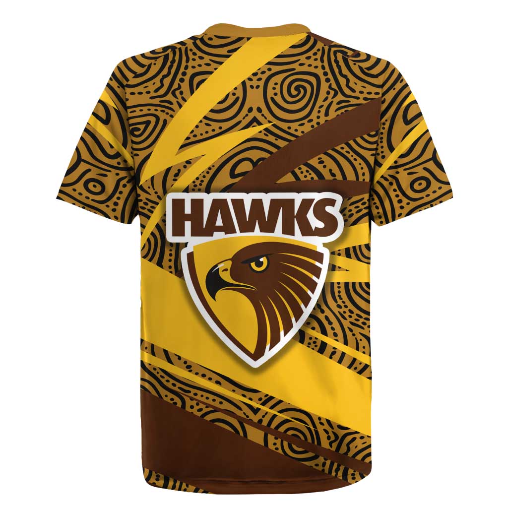 Hawthorn Hawks Australian Football Rugby Jersey Fierce Bird Mascot With Indigenous Pattern Art