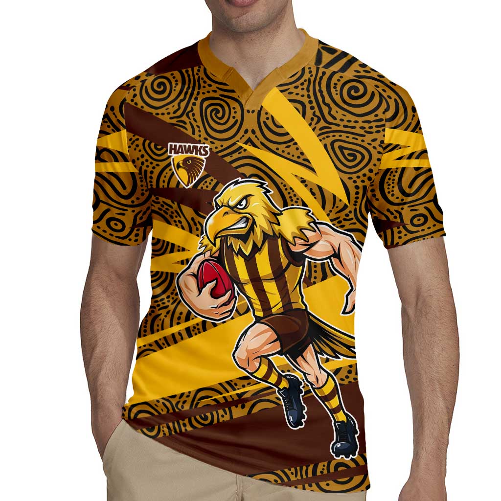 Hawthorn Hawks Australian Football Rugby Jersey Fierce Bird Mascot With Indigenous Pattern Art
