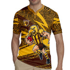 Hawthorn Hawks Australian Football Rugby Jersey Fierce Bird Mascot With Indigenous Pattern Art