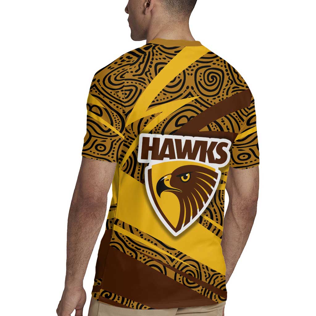 Hawthorn Hawks Australian Football Rugby Jersey Fierce Bird Mascot With Indigenous Pattern Art