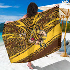 Hawthorn Hawks Australian Football Sarong Fierce Bird Mascot With Indigenous Pattern Art
