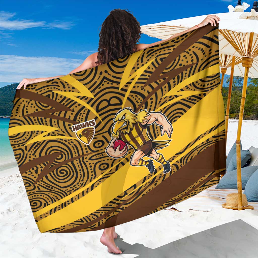 Hawthorn Hawks Australian Football Sarong Fierce Bird Mascot With Indigenous Pattern Art