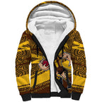 Hawthorn Hawks Australian Football Sherpa Hoodie Fierce Bird Mascot With Indigenous Pattern Art