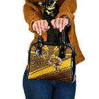 Hawthorn Hawks Australian Football Shoulder Handbag Fierce Bird Mascot With Indigenous Pattern Art