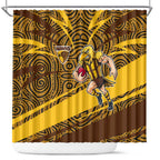 Hawthorn Hawks Australian Football Shower Curtain Fierce Bird Mascot With Indigenous Pattern Art