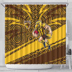 Hawthorn Hawks Australian Football Shower Curtain Fierce Bird Mascot With Indigenous Pattern Art