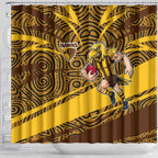 Hawthorn Hawks Australian Football Shower Curtain Fierce Bird Mascot With Indigenous Pattern Art