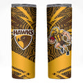 Hawthorn Hawks Australian Football Skinny Tumbler Fierce Bird Mascot With Indigenous Pattern Art