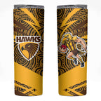 Hawthorn Hawks Australian Football Skinny Tumbler Fierce Bird Mascot With Indigenous Pattern Art