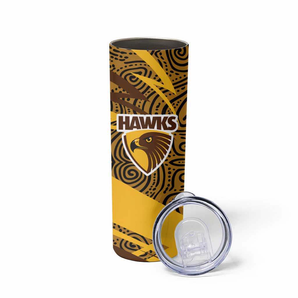 Hawthorn Hawks Australian Football Skinny Tumbler Fierce Bird Mascot With Indigenous Pattern Art