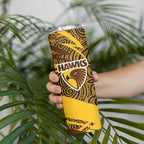 Hawthorn Hawks Australian Football Skinny Tumbler Fierce Bird Mascot With Indigenous Pattern Art