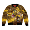 Hawthorn Hawks Australian Football Sleeve Zip Bomber Jacket Fierce Bird Mascot With Indigenous Pattern Art