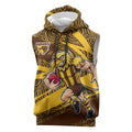 Hawthorn Hawks Australian Football Sleeveless Hoodie Fierce Bird Mascot With Indigenous Pattern Art