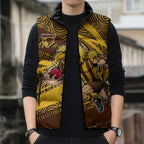 Hawthorn Hawks Australian Football Sleeveless Puffer Jacket Fierce Bird Mascot With Indigenous Pattern Art