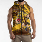 Hawthorn Hawks Australian Football Sleeveless Zip Hoodie Fierce Bird Mascot With Indigenous Pattern Art